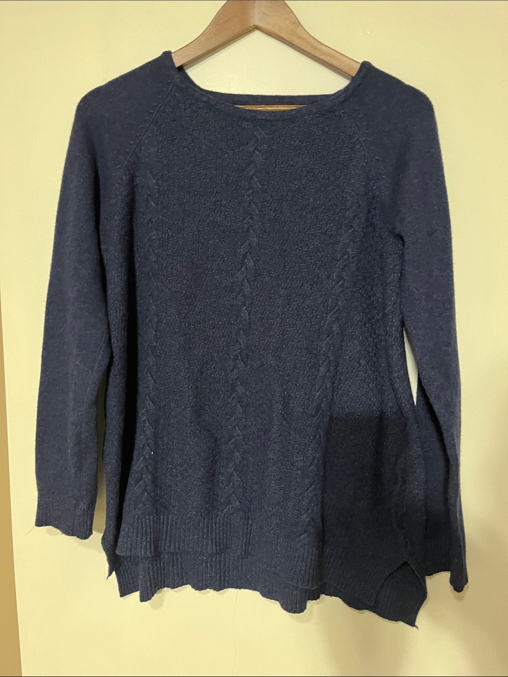 Cyrus Navy Cable Knit Crewneck Sweater